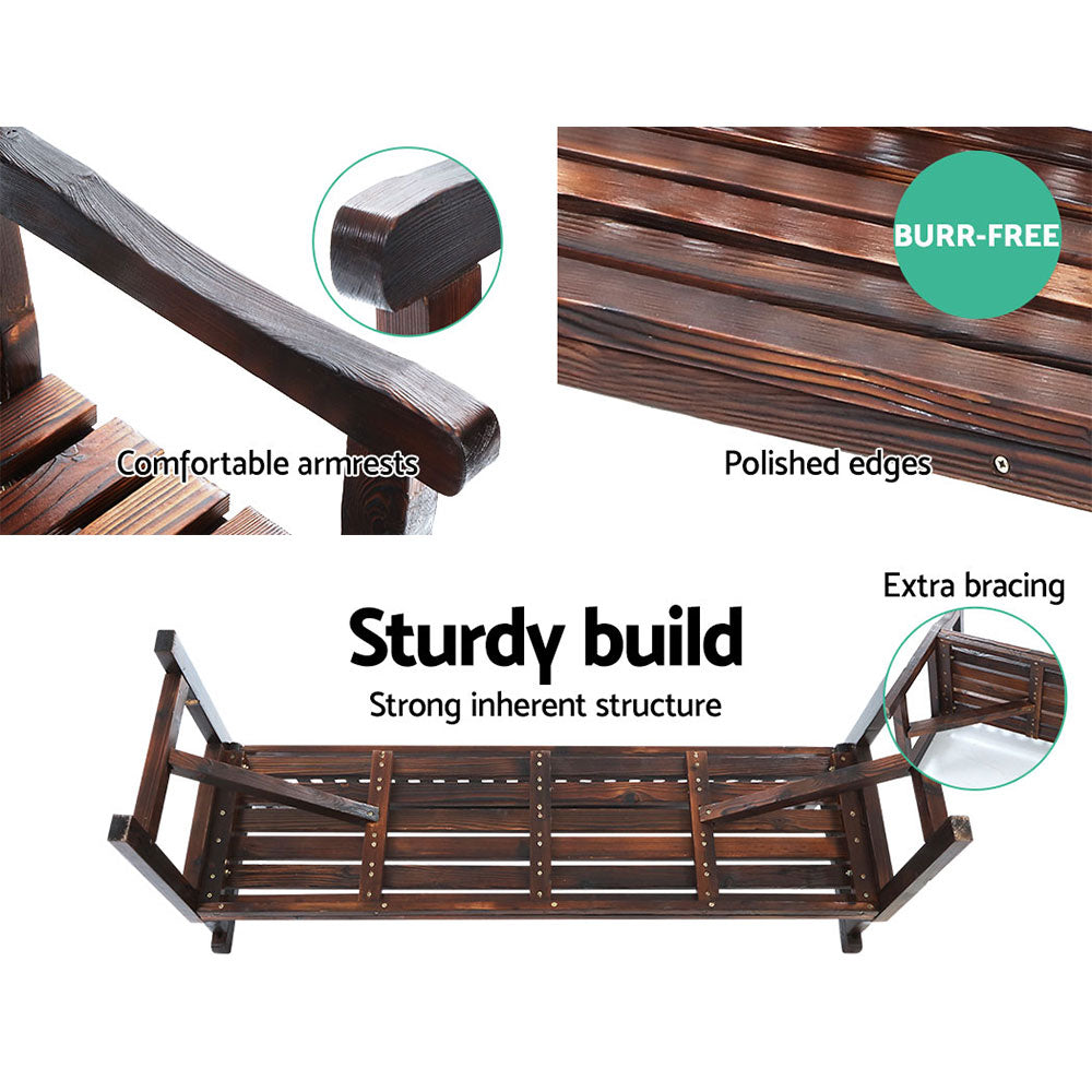 Gardeon 5FT Wooden Garden Bench – 3-Seater Outdoor Patio Chair (Charcoal)
