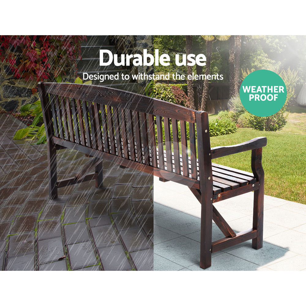 Gardeon 5FT Wooden Garden Bench – 3-Seater Outdoor Patio Chair (Charcoal)