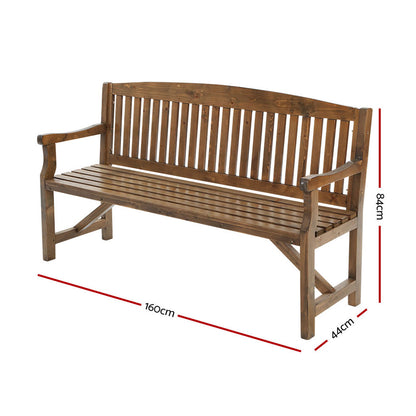 Gardeon 5FT Outdoor Wooden Garden Bench – Natural 3-Seater Patio Chair