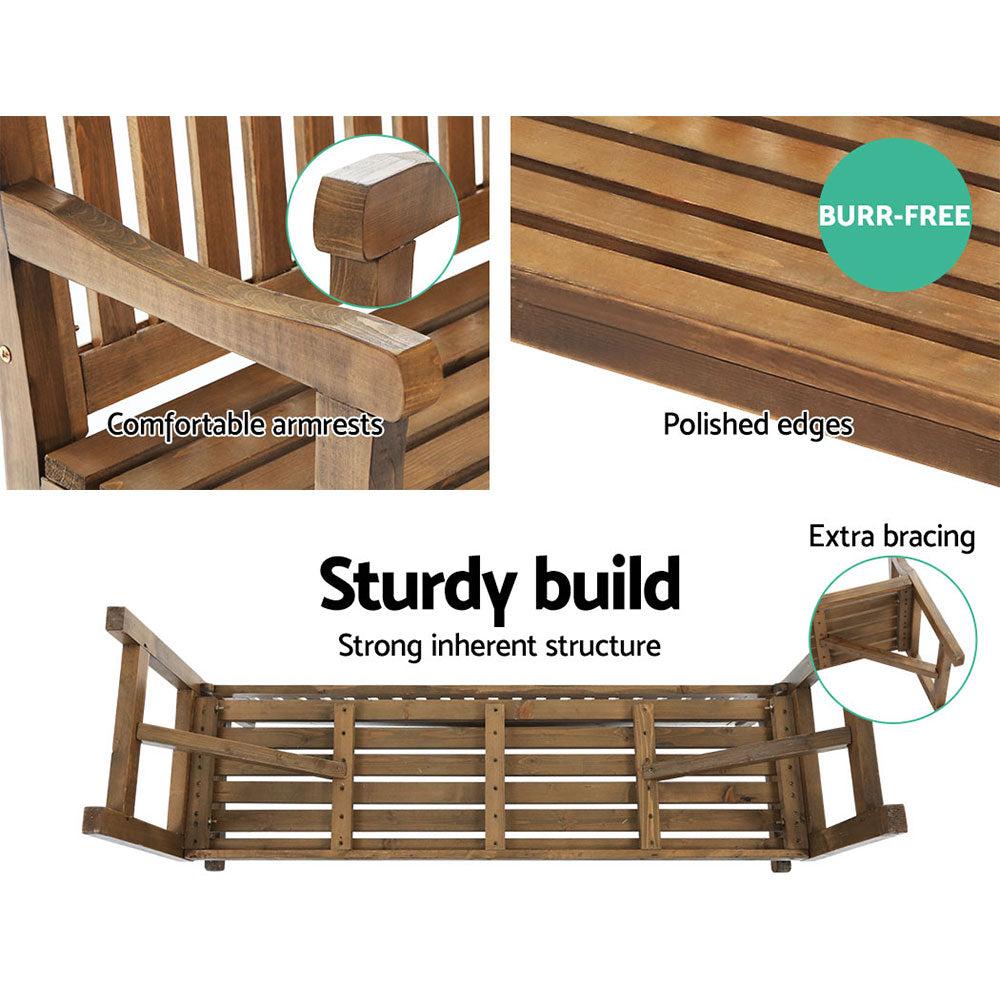 Gardeon 5FT Outdoor Wooden Garden Bench – Natural 3-Seater Patio Chair