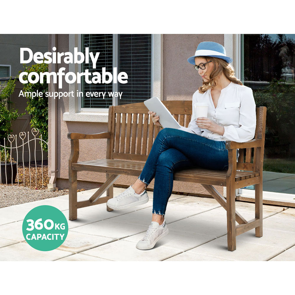 Gardeon 5FT Outdoor Wooden Garden Bench – Natural 3-Seater Patio Chair