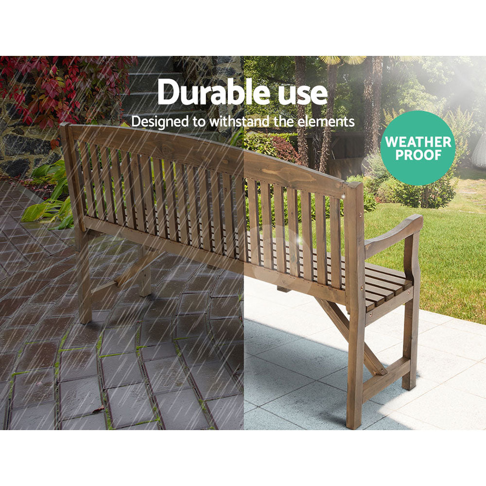 Gardeon 5FT Outdoor Wooden Garden Bench – Natural 3-Seater Patio Chair