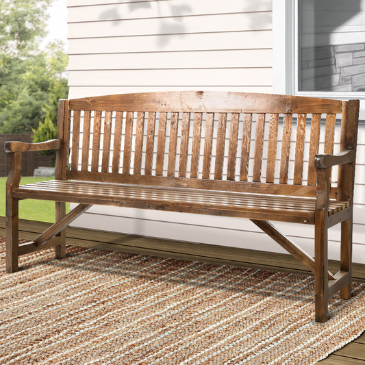 Gardeon 5FT Outdoor Wooden Garden Bench – Natural 3-Seater Patio Chair