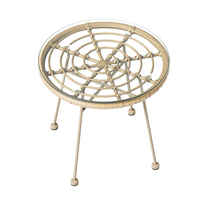 Gardeon 3PC Outdoor Bistro Set – Beige Rope Chairs & Table Patio Setting