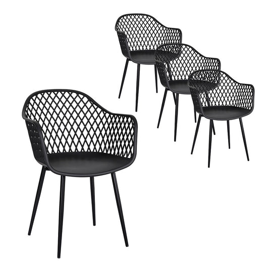 Gardeon 4PC Outdoor Dining Chairs – Black PP Lounge Patio Furniture Set