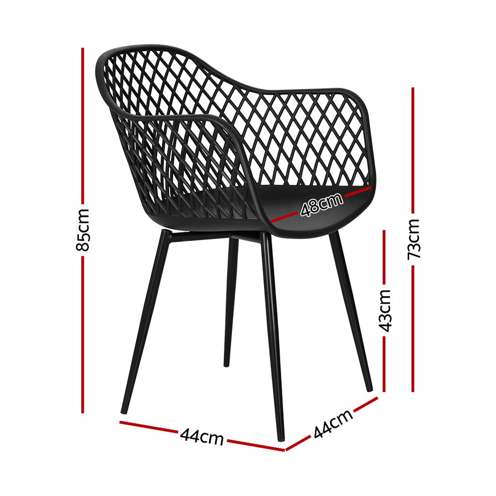 Gardeon 4PC Outdoor Dining Chairs – Black PP Lounge Patio Furniture Set