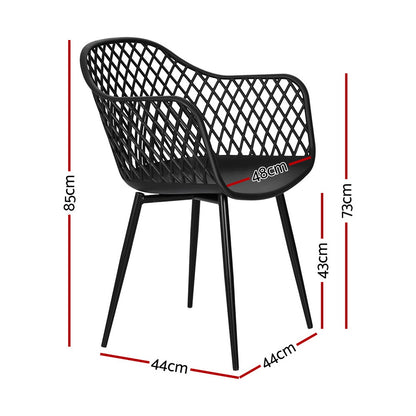 Gardeon 4PC Outdoor Dining Chairs – Black PP Lounge Patio Furniture Set