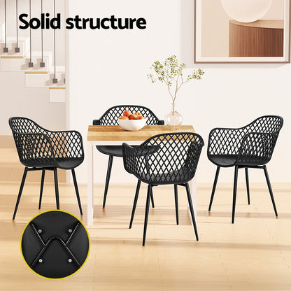 Gardeon 4PC Outdoor Dining Chairs – Black PP Lounge Patio Furniture Set