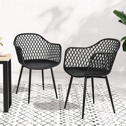 Gardeon 4PC Outdoor Dining Chairs – Black PP Lounge Patio Furniture Set