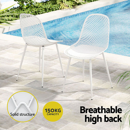 Gardeon 4PC Outdoor Dining Chairs – White PP Lounge Set for Patio & Garden