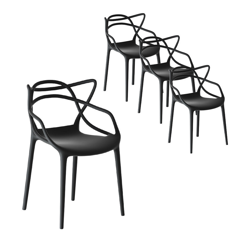 Gardeon 4PC Outdoor Dining Chairs – Stackable PP Patio Furniture, Portable Design