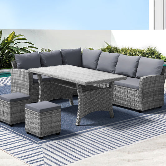 Gardeon 8-Seater Outdoor Dining Set – Wicker Table & Chairs Patio Furniture