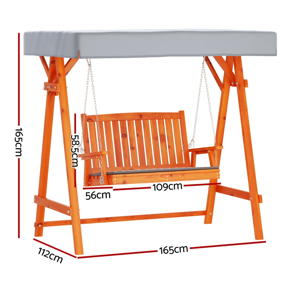 Gardeon 2-Seater Wooden Swing Chair – Garden Bench with Canopy (Outdoor Furniture)