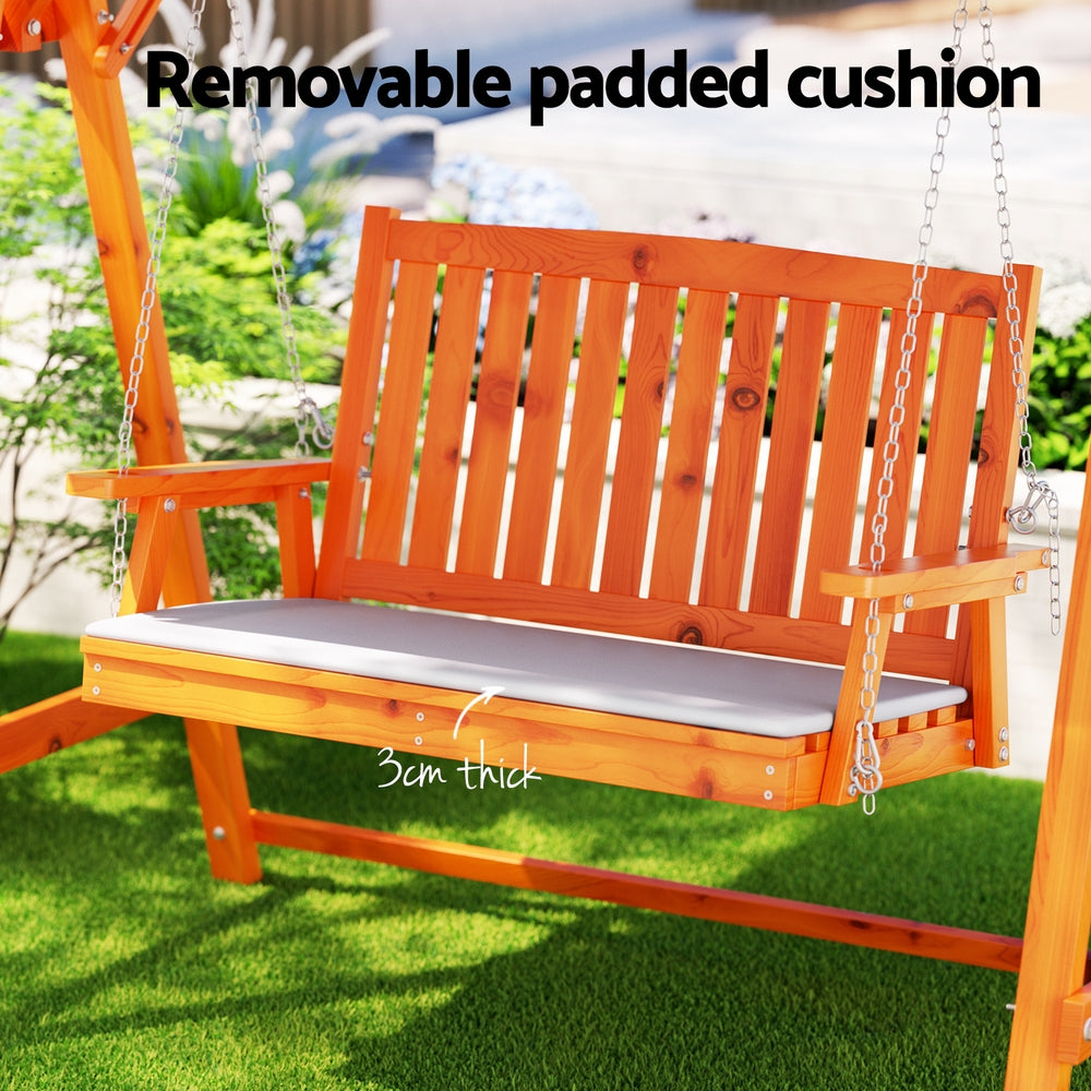 Gardeon 2-Seater Wooden Swing Chair – Garden Bench with Canopy (Outdoor Furniture)