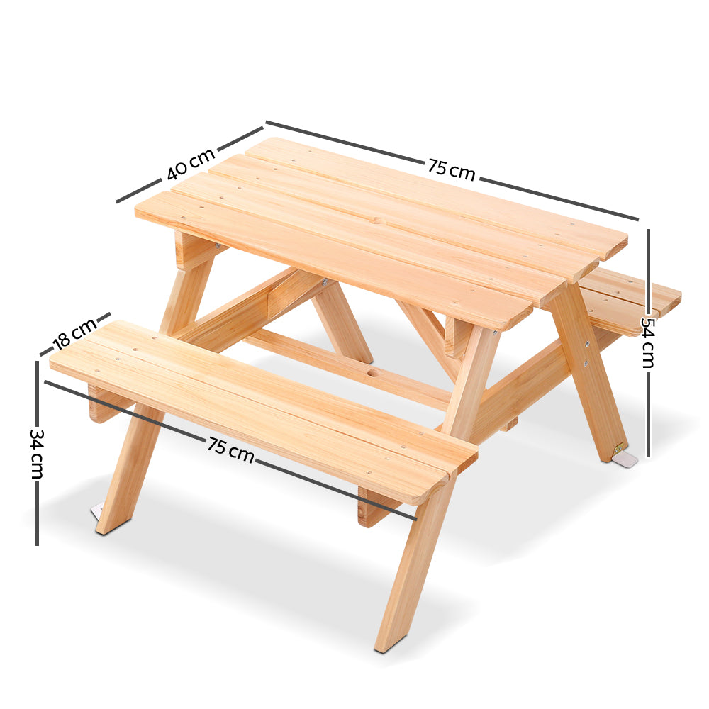 Keezi Kids Wooden Picnic Table Set – Outdoor Bench & Chairs for Children
