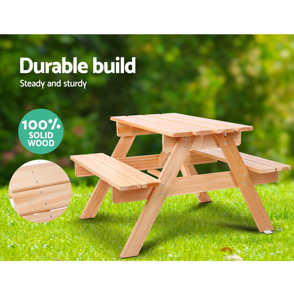 Keezi Kids Wooden Picnic Table Set – Outdoor Bench & Chairs for Children