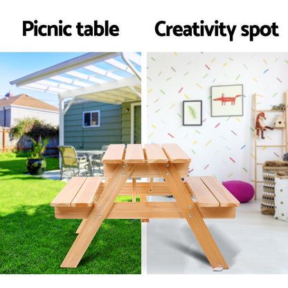Keezi Kids Wooden Picnic Table Set – Outdoor Bench & Chairs for Children