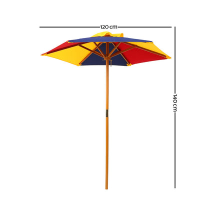 Keezi Kids Wooden Picnic Table Set – Outdoor Bench with Umbrella