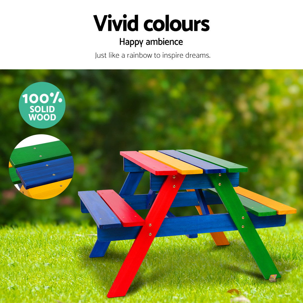 Keezi Kids Wooden Picnic Table Set – Outdoor Bench with Umbrella