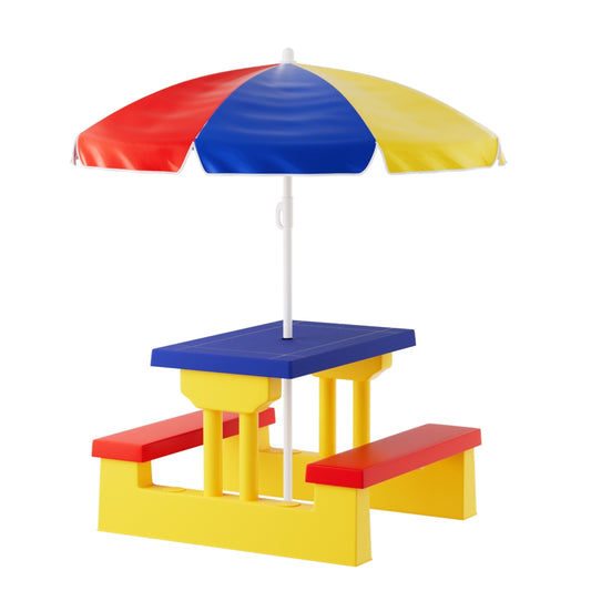 Keezi Kids Outdoor Picnic Table & Bench Set – With Umbrella for Indoor & Garden Use