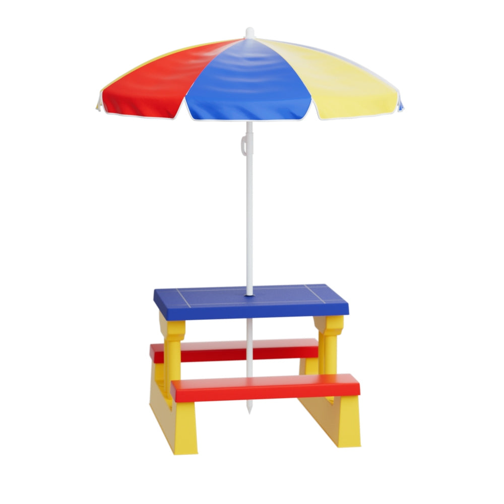 Keezi Kids Outdoor Picnic Table & Bench Set – With Umbrella for Indoor & Garden Use