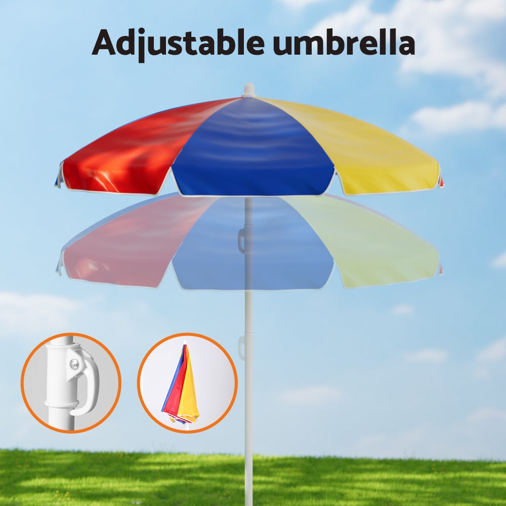 Keezi Kids Outdoor Picnic Table & Bench Set – With Umbrella for Indoor & Garden Use