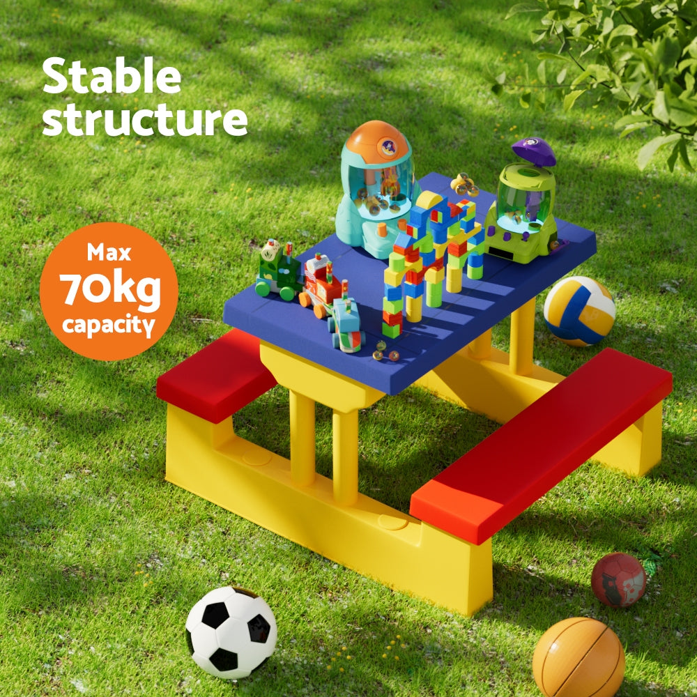 Keezi Kids Outdoor Picnic Table & Bench Set – With Umbrella for Indoor & Garden Use