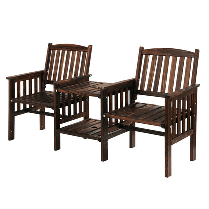 Gardeon Outdoor Garden Bench Loveseat – Charcoal Wooden Table & Chairs Patio Set
