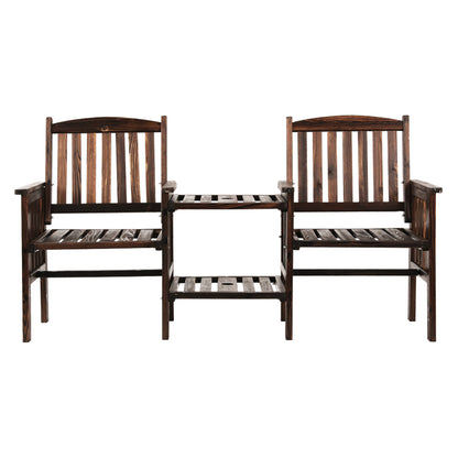Gardeon Outdoor Garden Bench Loveseat – Charcoal Wooden Table & Chairs Patio Set