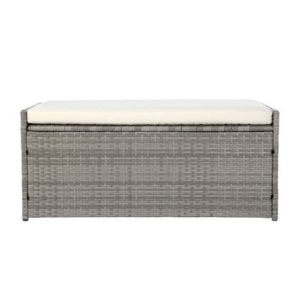 Gardeon Outdoor Storage Bench Box – Grey Wicker Garden Seat for Tools & Cushions