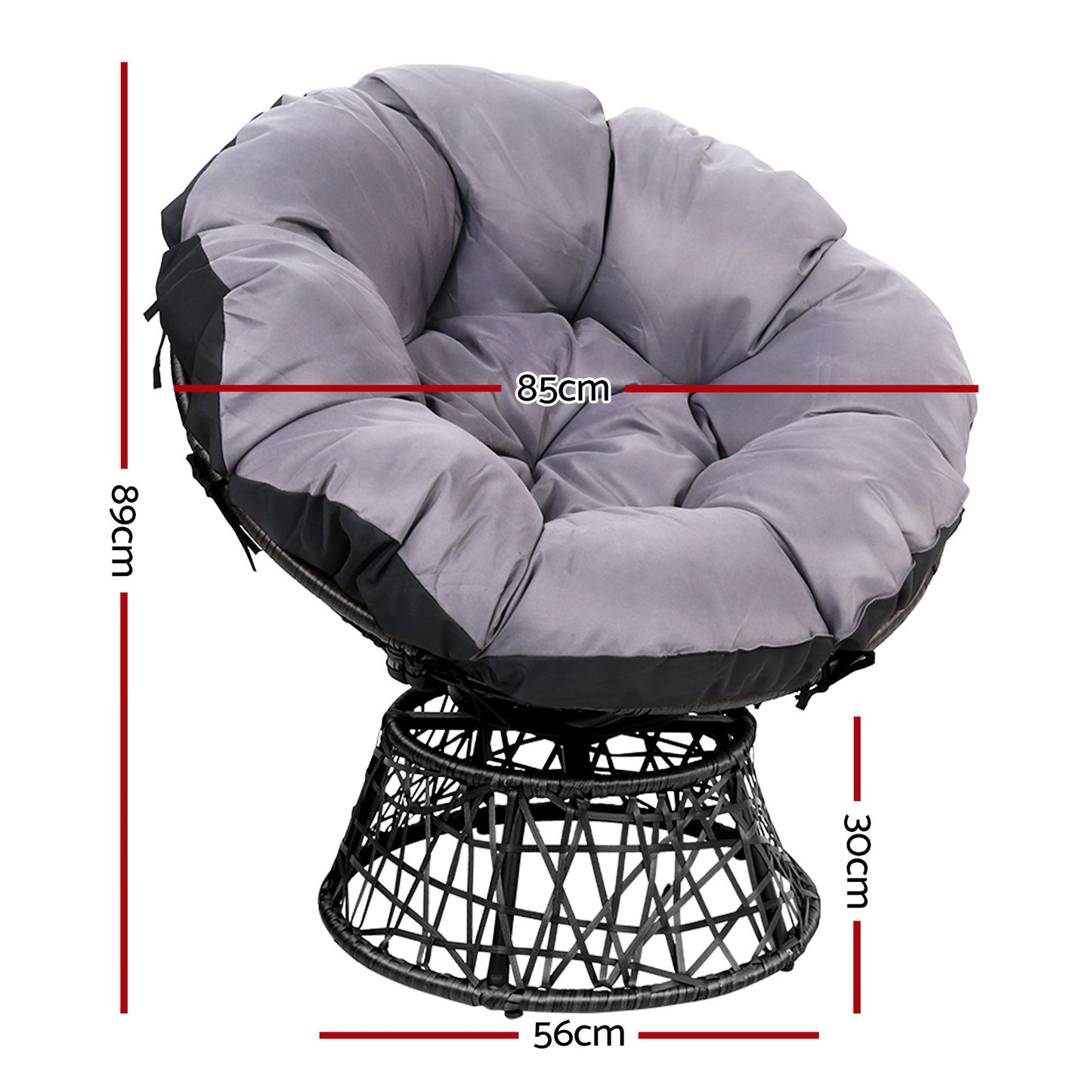 Gardeon Outdoor Papasan Chair – Black Wicker Patio & Garden Lounge Chair