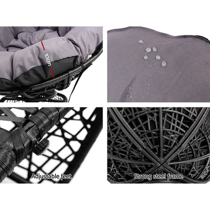 Gardeon Outdoor Papasan Chair – Black Wicker Patio & Garden Lounge Chair