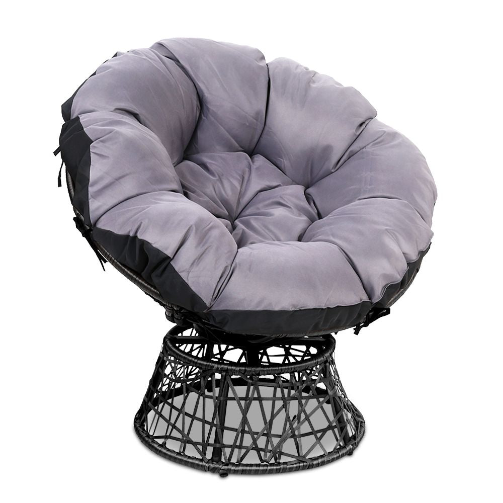 Gardeon Outdoor Papasan Chair – Black Wicker Patio & Garden Lounge Chair