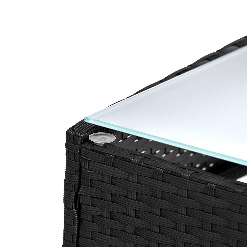 Gardeon 4-Seater Outdoor Sofa Set – Black Wicker Lounge with Table & Chairs