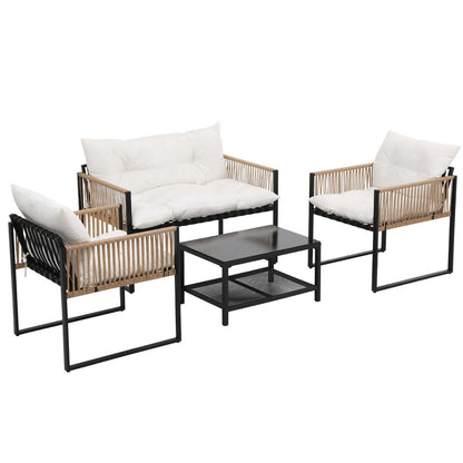 Gardeon 4-Seater Outdoor Sofa Set – 4PCS Garden Patio Furniture with Table & Chairs