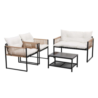 Gardeon 4-Seater Outdoor Sofa Set – 4PCS Garden Patio Furniture with Table & Chairs