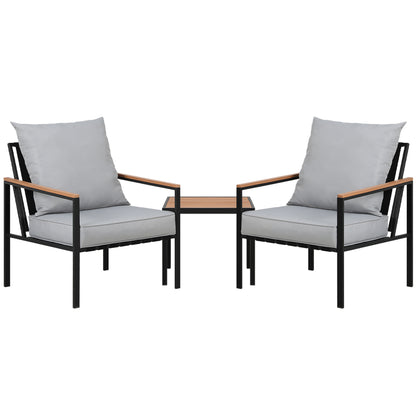 Gardeon 3PC Outdoor Bistro Set – Black Patio Lounge Chairs & Table Setting