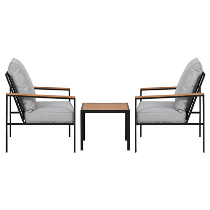 Gardeon 3PC Outdoor Bistro Set – Black Patio Lounge Chairs & Table Setting