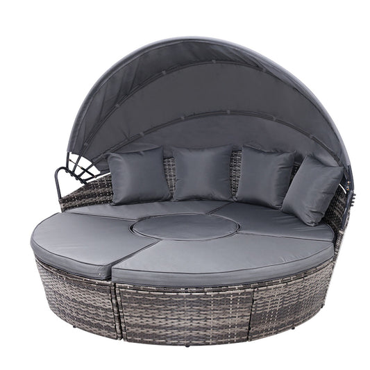 Gardeon Grey Wicker Sun Lounge Setting – Outdoor Day Bed Patio Furniture