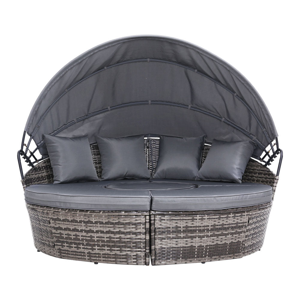 Gardeon Grey Wicker Sun Lounge Setting – Outdoor Day Bed Patio Furniture