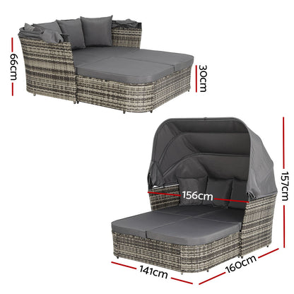 Gardeon Outdoor Sun Lounge Setting – Wicker Patio Sofa & Garden Day Bed