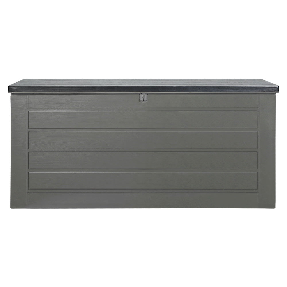 Gardeon 680L Outdoor Storage Box – Black Lockable Garden Bench & Tool Shed