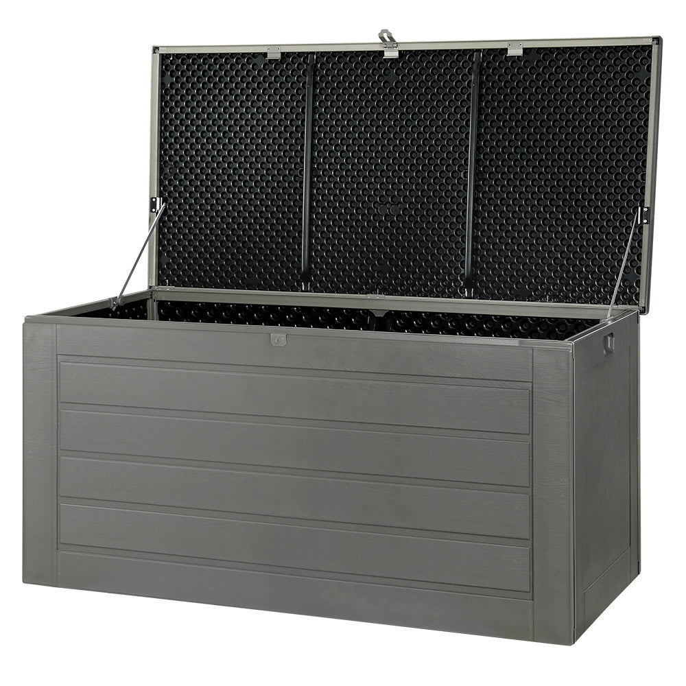 Gardeon 680L Outdoor Storage Box – Black Lockable Garden Bench & Tool Shed
