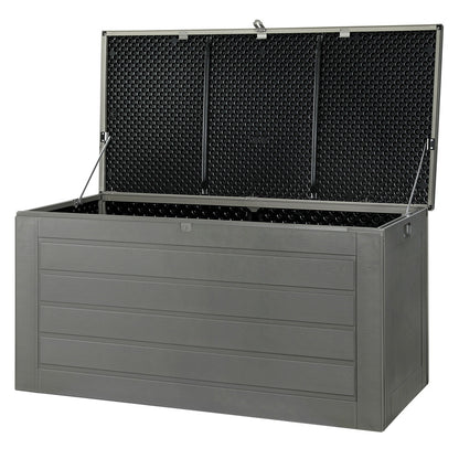 Gardeon 680L Outdoor Storage Box – Black Lockable Garden Bench & Tool Shed
