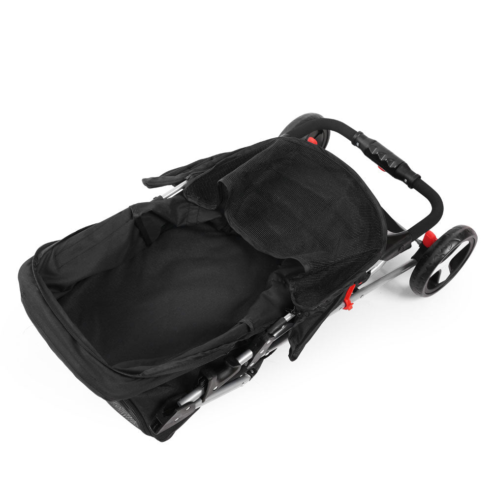 i.Pet 4-Wheel Pet Stroller – Black Foldable Dog & Cat Travel Carrier
