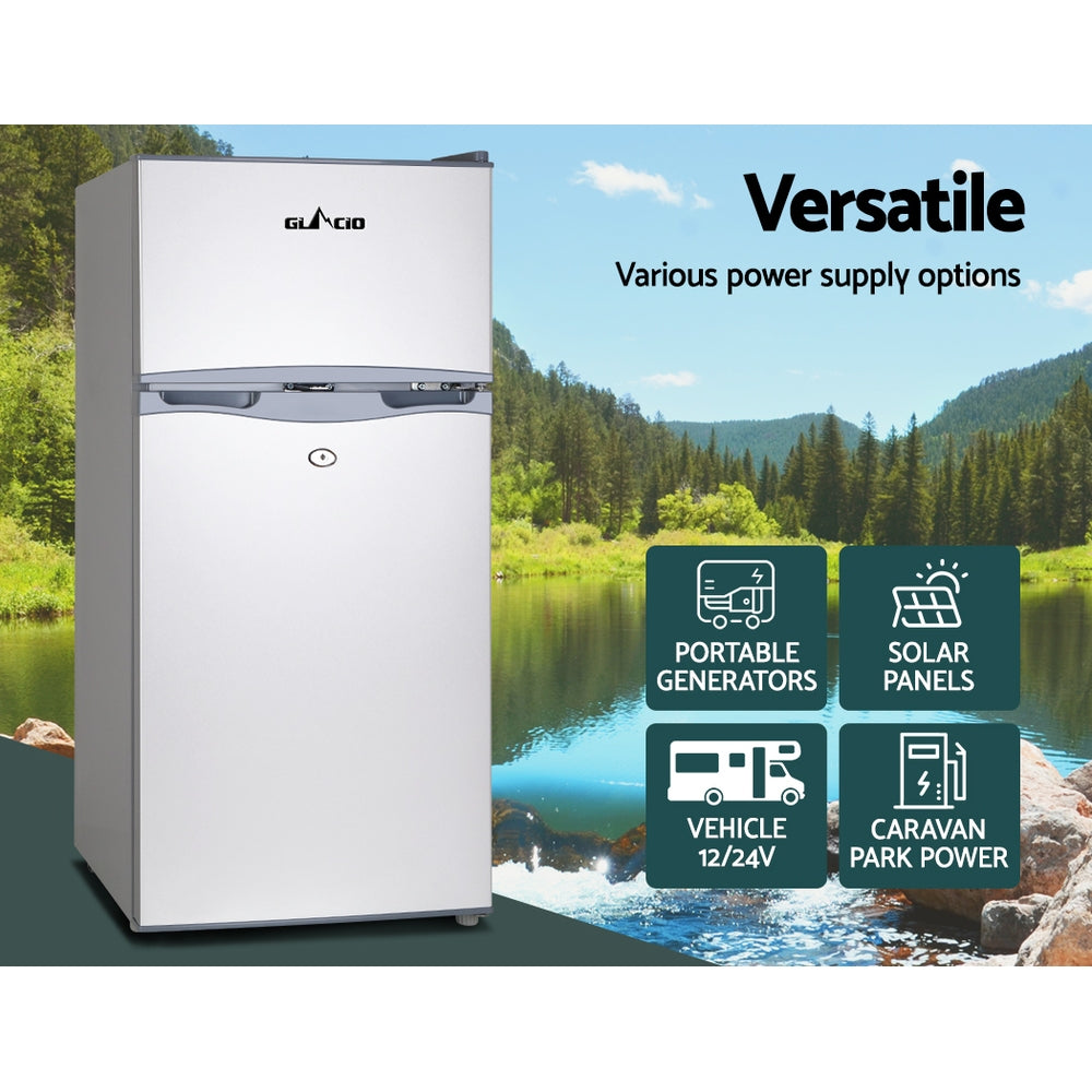 Glacio 100L Portable Fridge Freezer – Upright 12V/24V/240V for Camping & Caravan Use