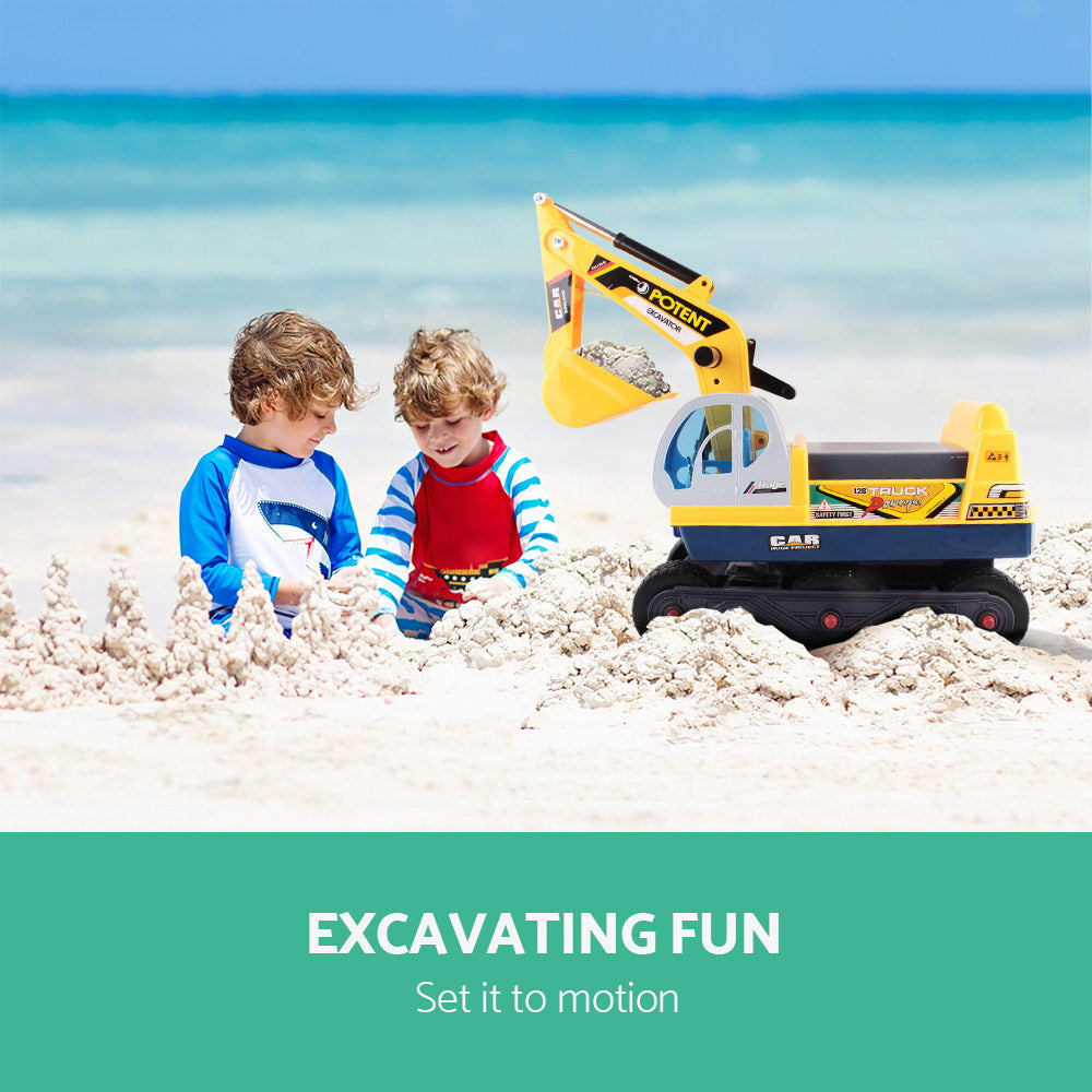 Keezi Ride-On Excavator Toy – Kids Digger Bulldozer for Sandpit Pretend Play