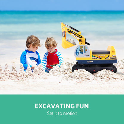 Keezi Ride-On Excavator Toy – Kids Digger Bulldozer for Sandpit Pretend Play