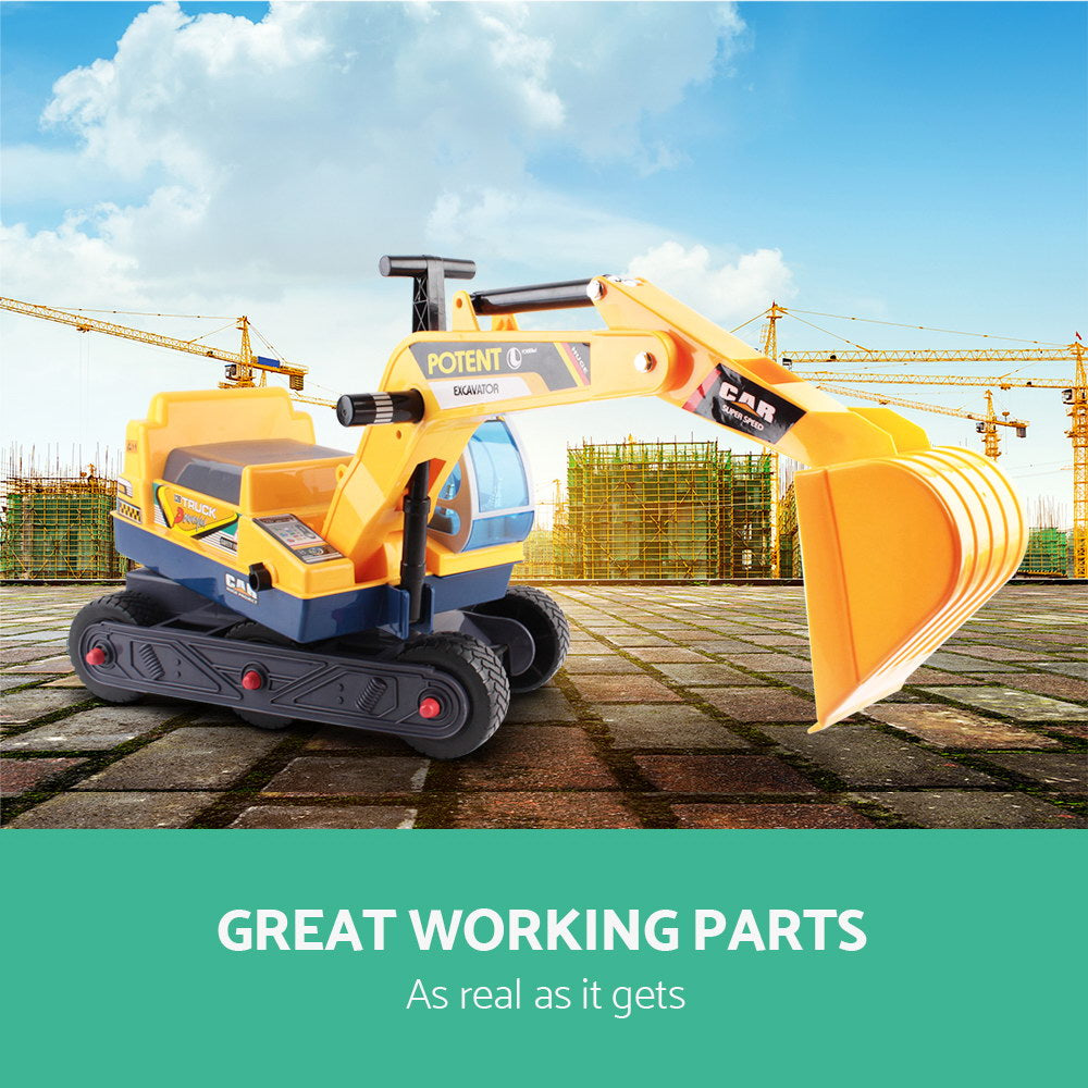 Keezi Ride-On Excavator Toy – Kids Digger Bulldozer for Sandpit Pretend Play