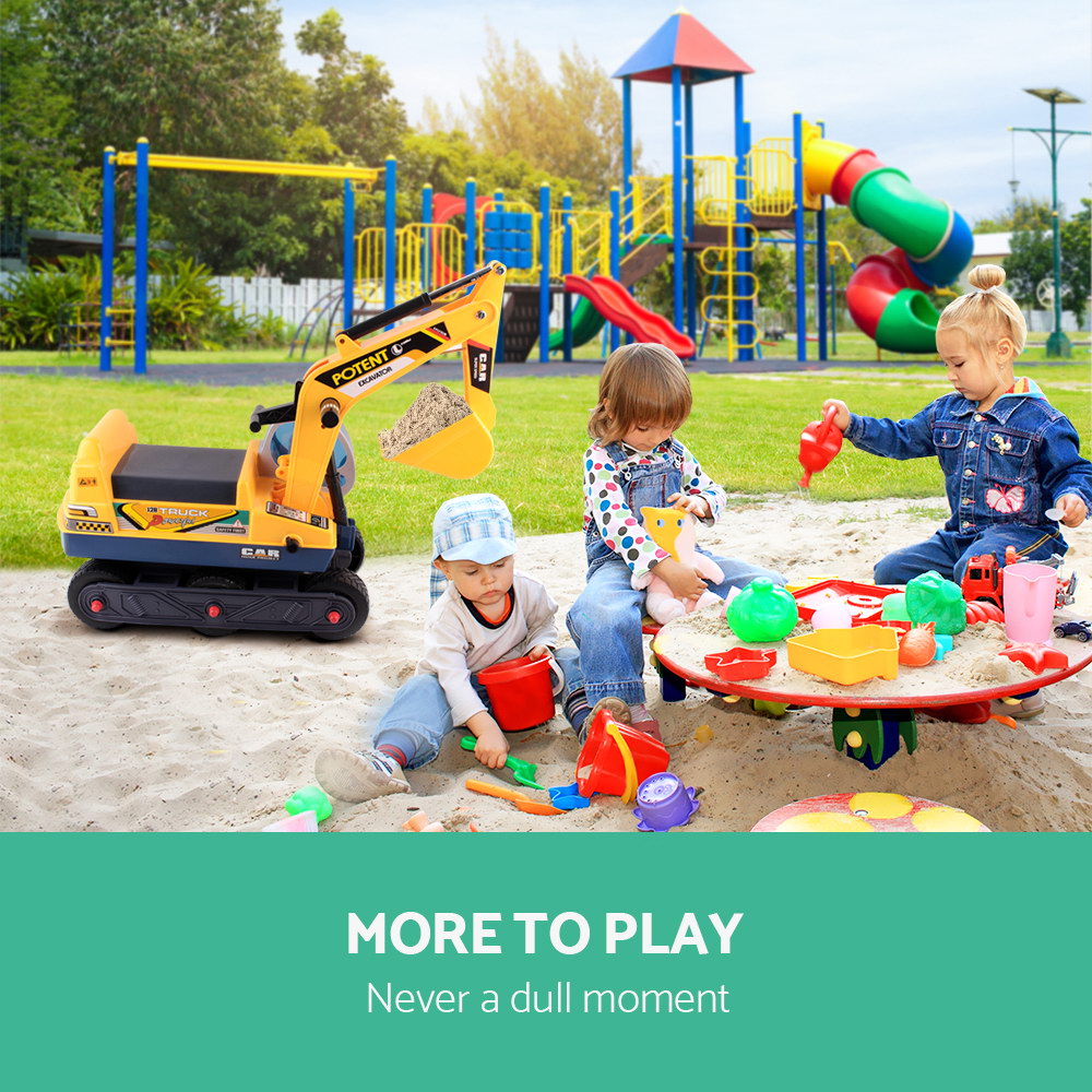 Keezi Ride-On Excavator Toy – Kids Digger Bulldozer for Sandpit Pretend Play